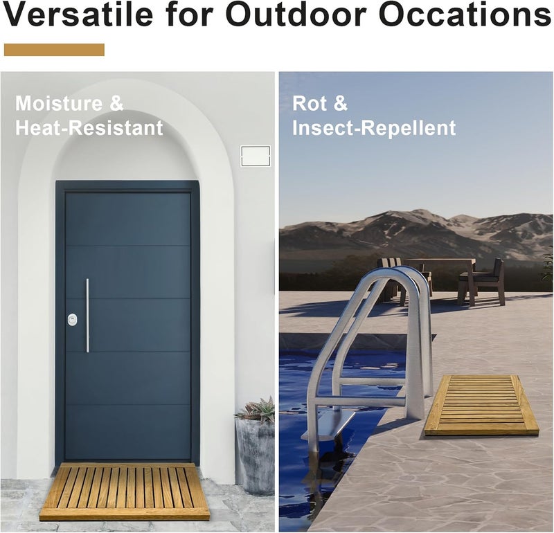 StrongTek 24 inch Teak Shower Mat, Water-Resistant, Non-Slip, Easy-to-Clean Bath Mat for Safety and Durability, Ideal for Bathrooms, Saunas, Spas, and Outdoor Use - Image 5